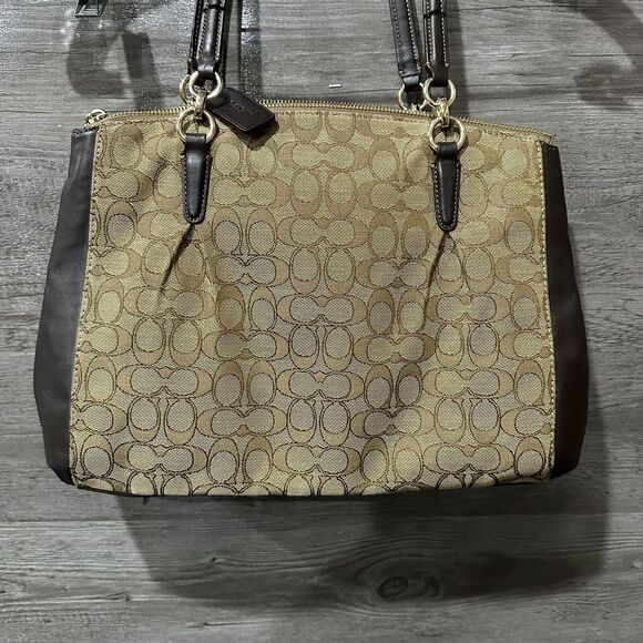 Coach Signature Leather Handbag Shoulder  Bag Purse - Picture 6 of 10